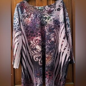 Liz & Me Multicolor Patterned Tunic Top